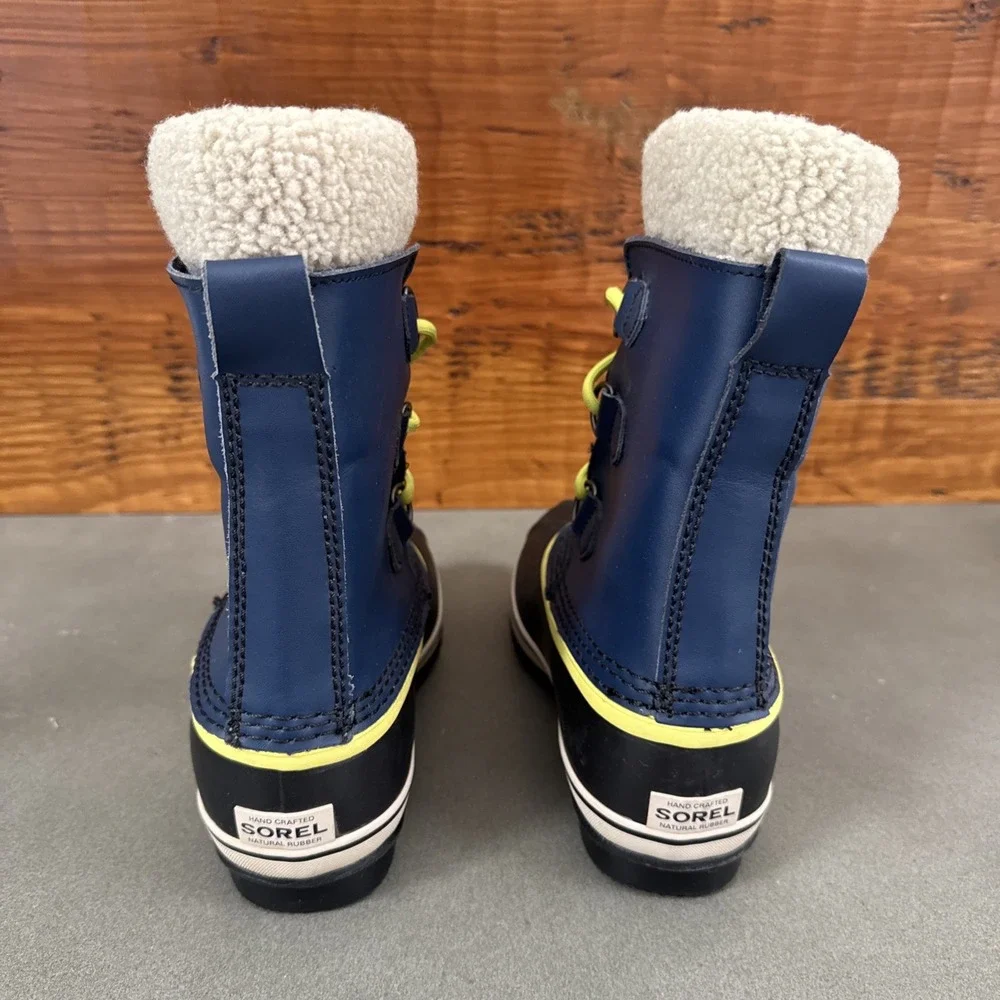 Sorel Snow Boots Boys Size 4 Blue Waterproof Insulated Lined Winter